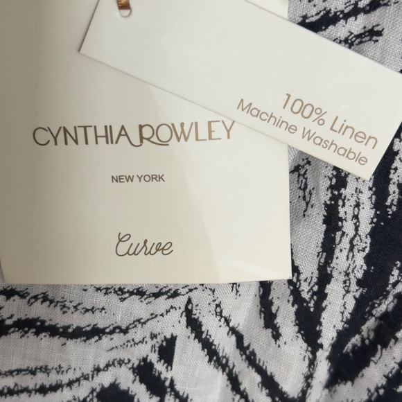 NWT Cynthia Rowley NY Courbe 100% Linen Top Women’s 2X Leaf Print Short Sleeve - Picture 5 of 6